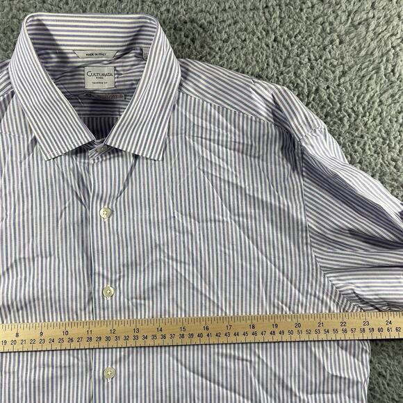 Culturata Thomas Mason Mens XL 17.5/44 Purple Tailored Fit Italy Long Sleeve - Picture 5 of 9